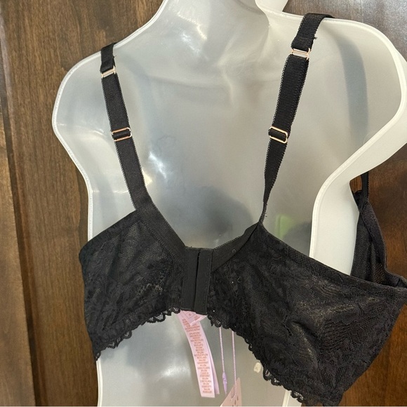NWT Savage x Fenty 38F(DDD) Floral Lace Unlined Bra in Caviar Black - Picture 5 of 13